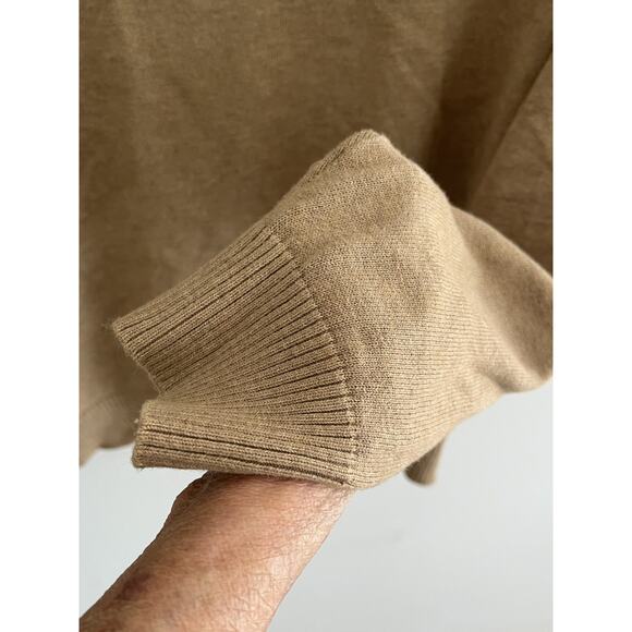 Lands End Men M Pullover Ribbed Knit Sweater 1/4 Zipper Tan Preppy - Picture 5 of 7